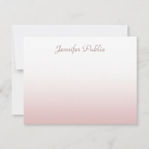 Modish Calligraphed Script Rose Gold Background Mitteilungskarte