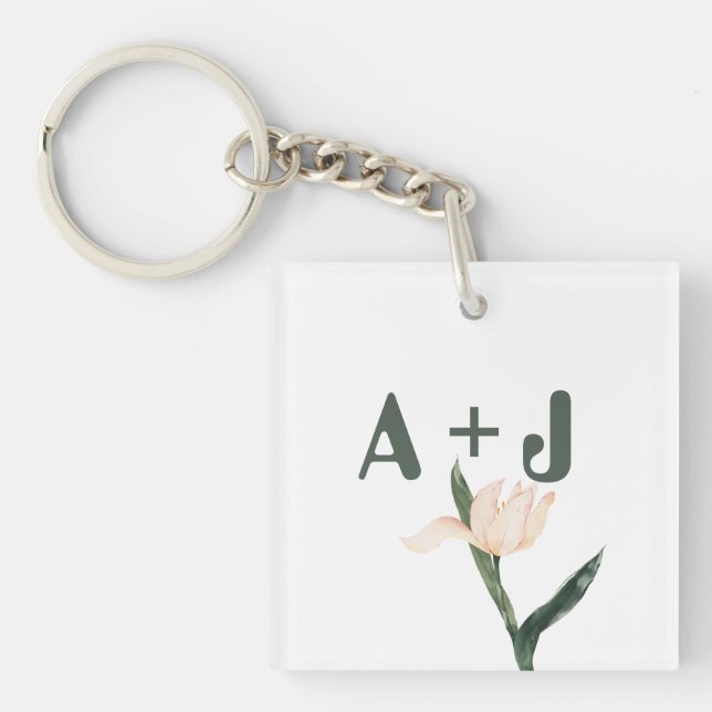 Modren blush pink floral schlüsselanhänger (Vorderseite)