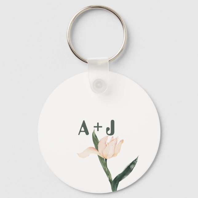 Modren blush pink floral schlüsselanhänger (Vorderseite)