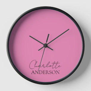 Modrn Minimalistisch Einfacher Name Pink Uhr