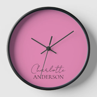 Modrn Minimalistisch Einfacher Name Pink Uhr