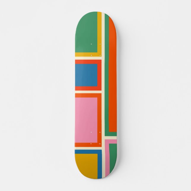 Modular Retro Modern Colorful Geometrie Abstrakt Skateboard (Vorne)