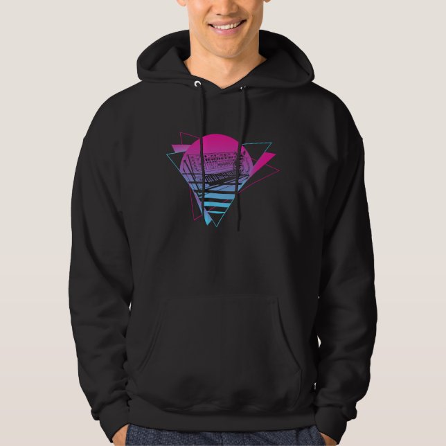Modulare Synthesizer Analog Vaporwave Techno Cat Hoodie (Vorderseite)