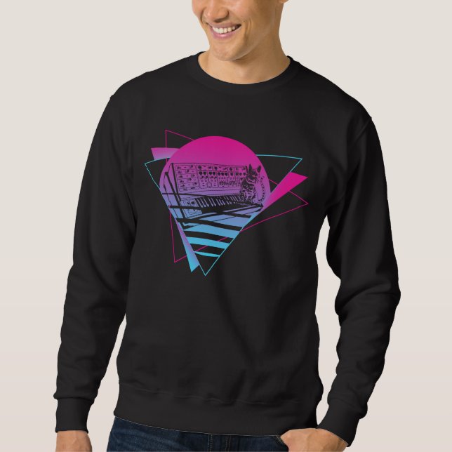 Modulare Synthesizer Analog Vaporwave Techno Cat Sweatshirt (Vorderseite)