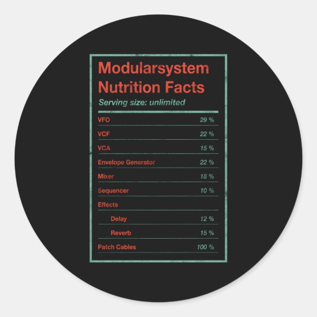 Modulare Systemernährungsdaten Euroack Synth Vcf Runder Aufkleber (Vorderseite)