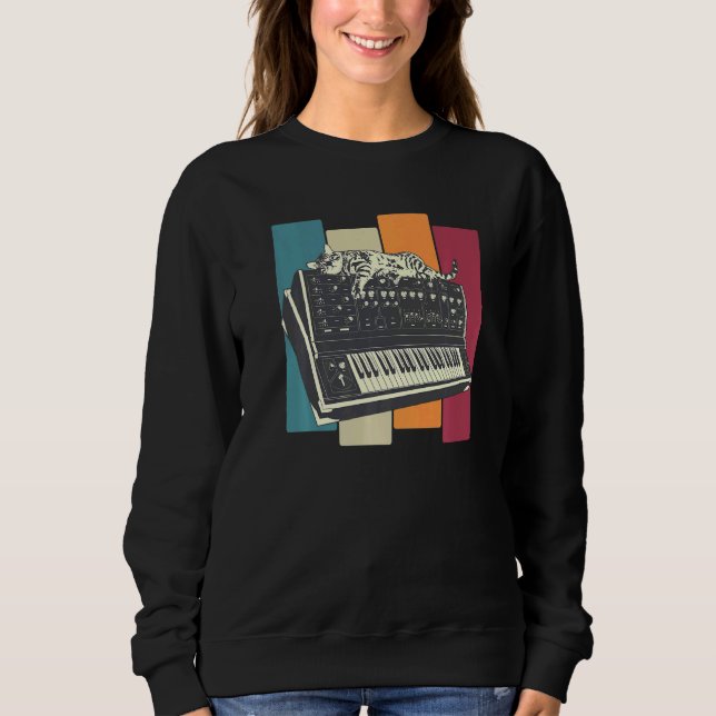 Modulares Synthesizer-Tastatur-Synth Cat Sweatshirt (Vorderseite)