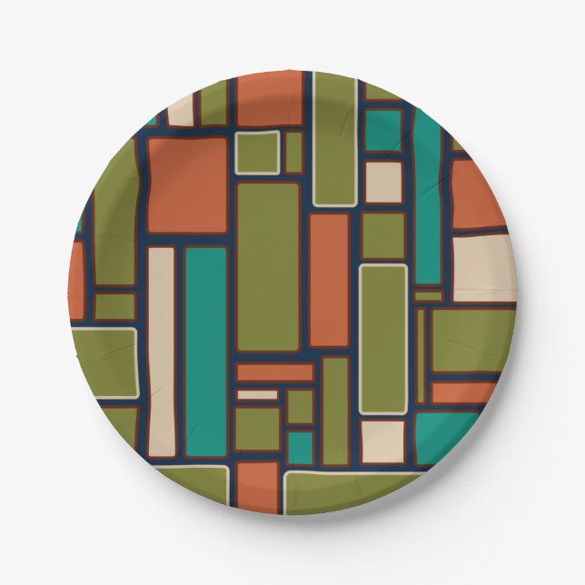 Modulus Mitteljahrhundert Modernes Retro geometris Pappteller (Vorderseite)