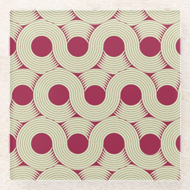 Moebius Streifen: Unendlicher rot-grüner Tile Glasuntersetzer (Vorderseite)