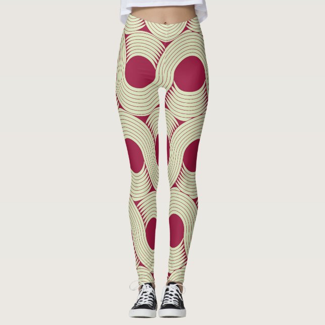Moebius Streifen: Unendlicher rot-grüner Tile Leggings (Vorderseite)