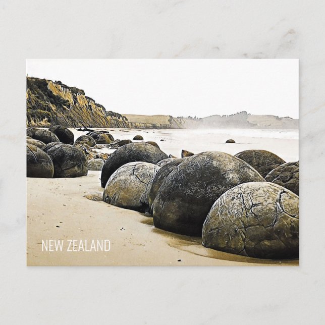 Moeraki Boulders Neuseeland Postkarte (Vorderseite)