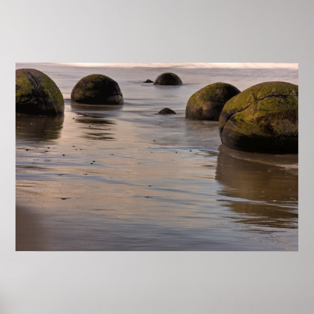 Moeraki Boulders on Beach Poster (Vorne)