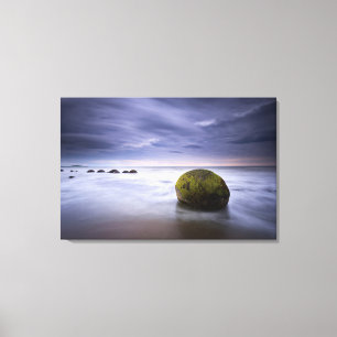 Moeraki Flussstein-Sonnenaufgang-Meerblick Leinwanddruck