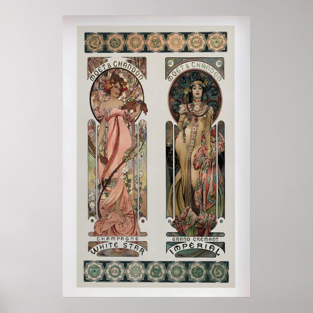 Moet Chandon von Alphonse Mucha   Vintage Poster (Vorne)