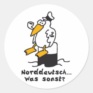 Moewe am Hafen 3c norddeutsch Runder Aufkleber