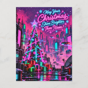 Möge dein Weihnachten heller strahlen als Neon Postkarte