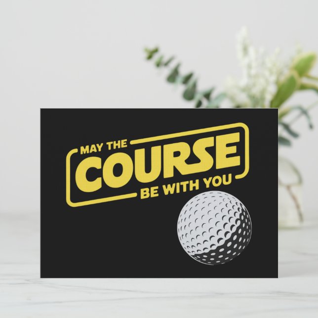 Möge der Platz mit dir sein Lustiger Golf Golfen Einladung (Stehend Vorderseite)
