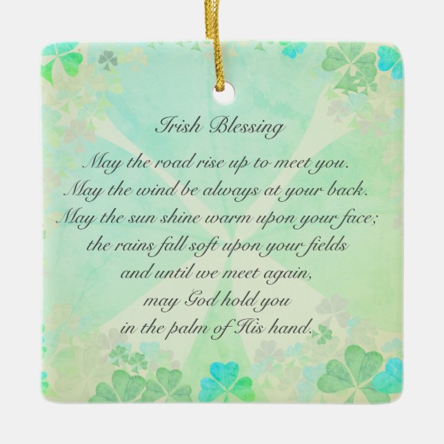 "Möge die Straße steigen..." Irish Segen Card Keramikornament (Vorderseite)
