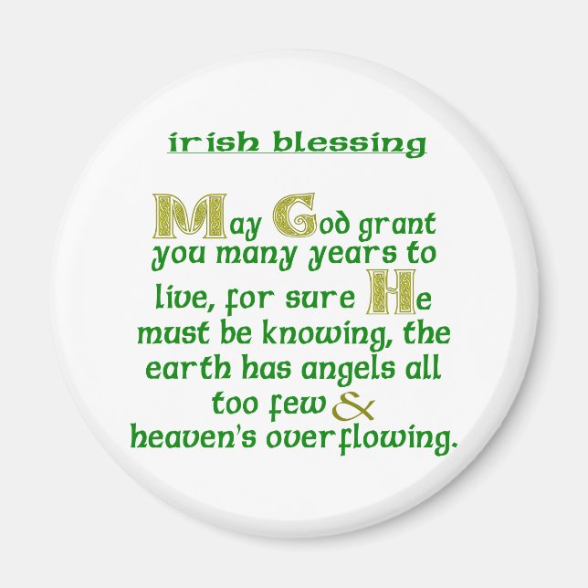 Möge Gott dir viele Jahre irischer Segen geben Magnet (Vorne)