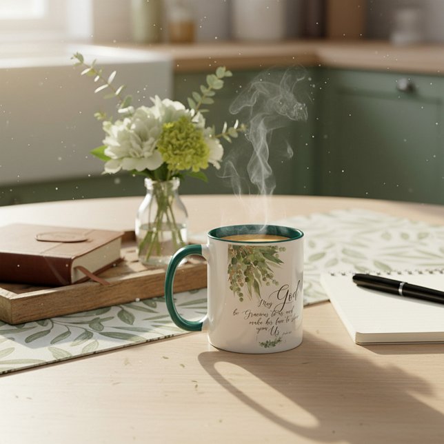 Möge Gott graziöse, grüne und goldene Blätter sein Tasse (Von Creator hochgeladen)