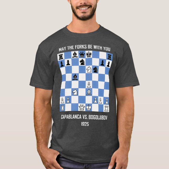 Mögen die Gabel mit dir sein, Capablanca vs Schach T-Shirt (Vorderseite)