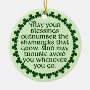 Mögen Ihre Segnungen die Kleeblätter übertreffen,  Keramikornament