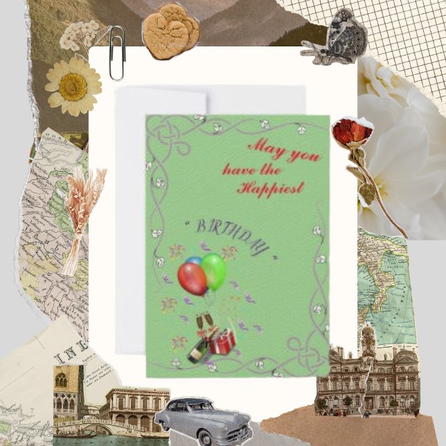 Mögen Sie das Glück haben, Wein und Ballon Karte (Von Creator hochgeladen)