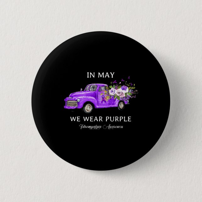 Mögen wir einen Lila Fibromyalgie-Aufklärungswagen Button (Vorderseite)