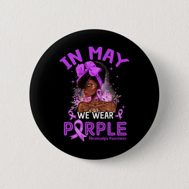Mögen wir Lila schwarze Frauen Fibromyalgie Awaren Button (Vorderseite)