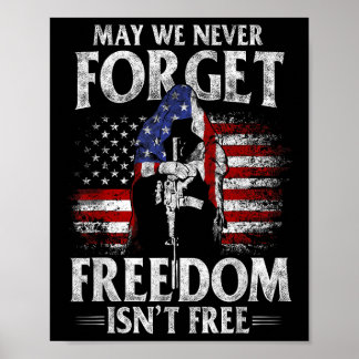 Mögen wir niemals die Freiheit als freie Flagge de Poster