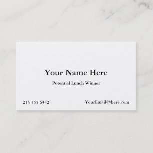Mögliche Mittagessen-Sieger-Visitenkarten Visitenkarte