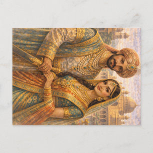 Mogulen Paar Blau-Gold Postkarte