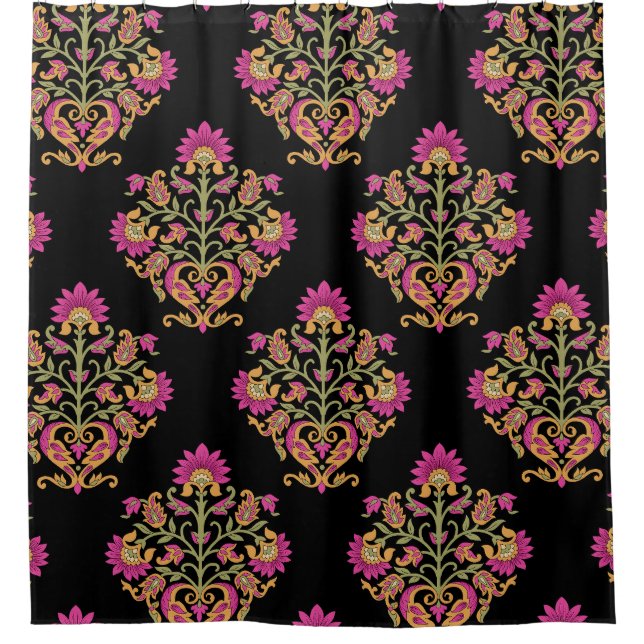 Moguler Blumenpaisley, nahtloses Design. Duschvorhang (Vorderseite)