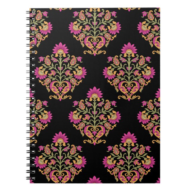 Moguler Blumenpaisley, nahtloses Design. Notizblock (Vorderseite)