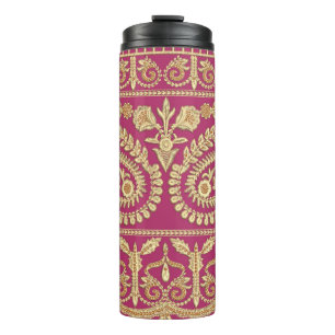 Mogulkunst. Indianisches antikes Gold b Thermosbecher