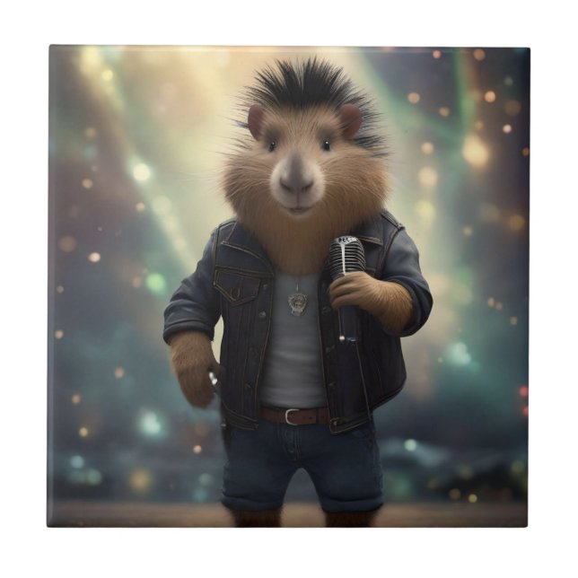 "Mohawk Capybara: Den Fluss rocken!" Fliese (Vorderseite)