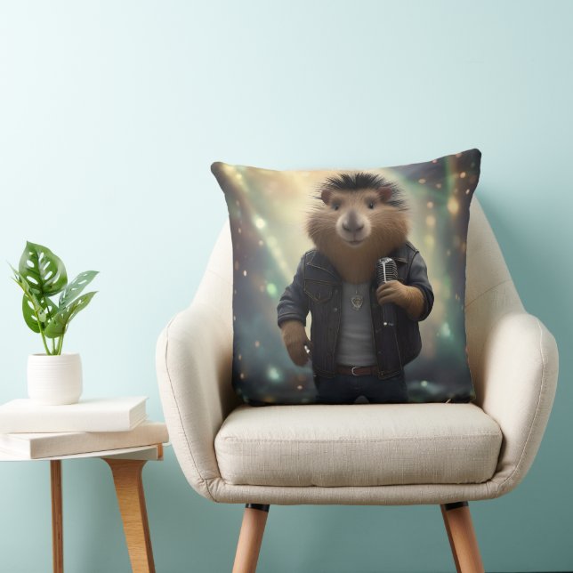 "Mohawk Capybara: Rockin' der Fluss!" Kissen (Stuhl )