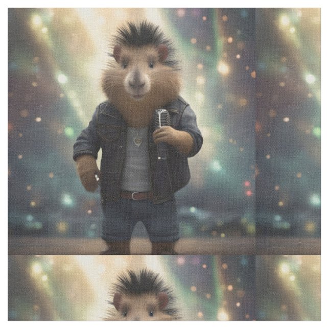"Mohawk Capybara: Rockin' der Fluss!" Stoff (Nahaufnahme)