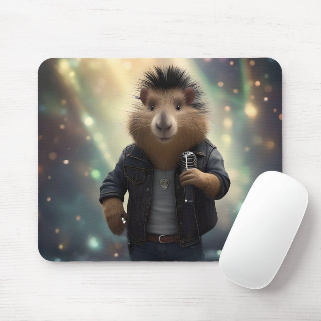 "Mohawk Capybara: Rockt den Fluss!" Mousepad (Mit Mouse)