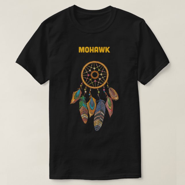 Mohawk Native Amerikanische Ureinwohner Retro Drea T-Shirt (Design vorne)