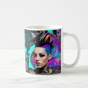 Mohawk Punk Girl Abstrakt Art Kaffeetasse