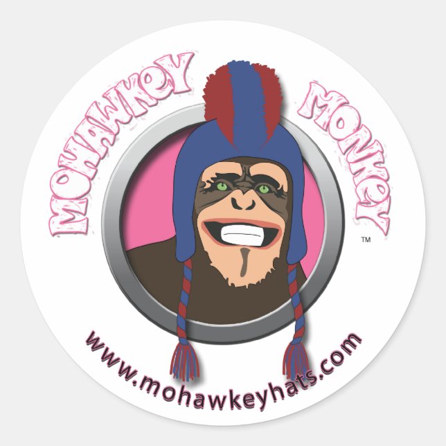 Mohawkey Monkey Runder Aufkleber (Vorderseite)