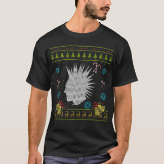 Mohikaner des Punkweihnachtshässlicher T-Shirt