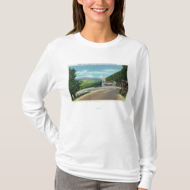 Mohikaner-Hinterhaarnadel-Drehung u. Aussichtsturm T-Shirt (Vorderseite)