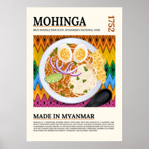 Mohinga Traditionelle Burmesische Fisch-Nudelsuppe Poster