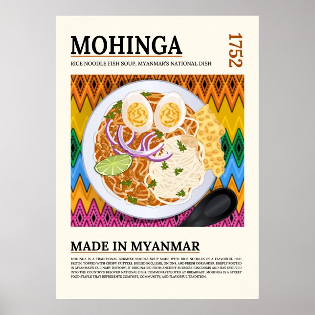 Mohinga Traditionelle Burmesische Fisch-Nudelsuppe Poster (Vorne)