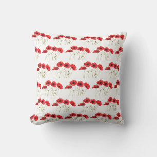 Mohn Aquarell rote Blumen Blumen Wildblumen Kissen
