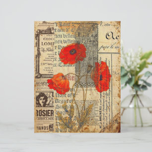 Mohn auf Zeitungsschrott-Journal-Scrapbook-Papier