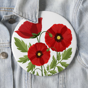 Mohn blüht fröhlich Sommer Blume Button