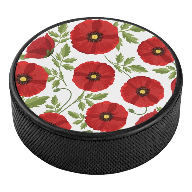 Mohn blüht fröhlich Sommer Blume Eishockey Puck (3/4)