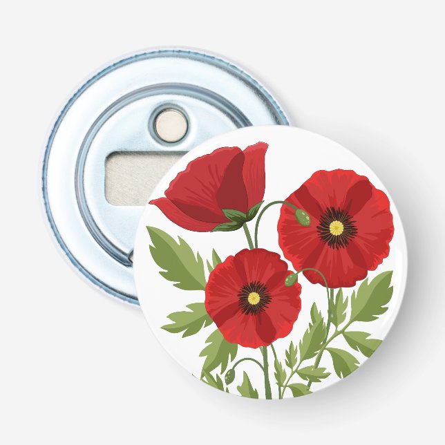 Mohn blüht fröhlich Sommer Blume Flaschenöffner (Vorderseite)